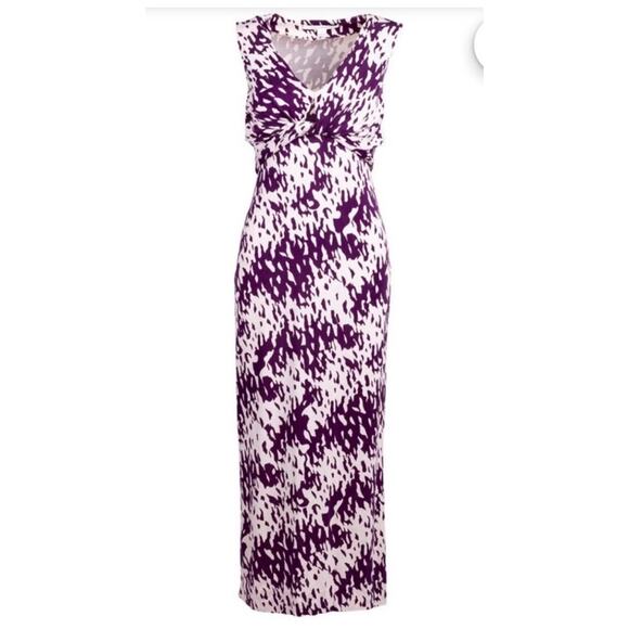 Diane von Furstenberg DVF Nalan Silk Wrap Maxi Dress •2• Purple White Abstract - Picture 4 of 15